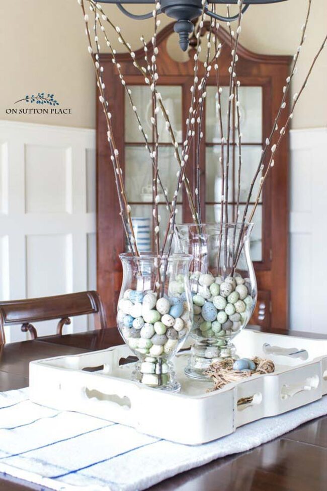 Towering Willow Green Glass Centerpiece