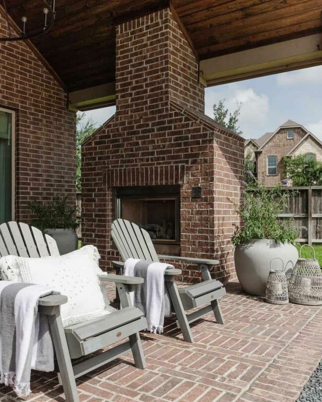 Red Brick Patio: Wooden Chairs Haven