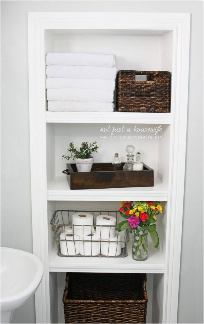 Rustic Wood Bathroom Storage Shelves