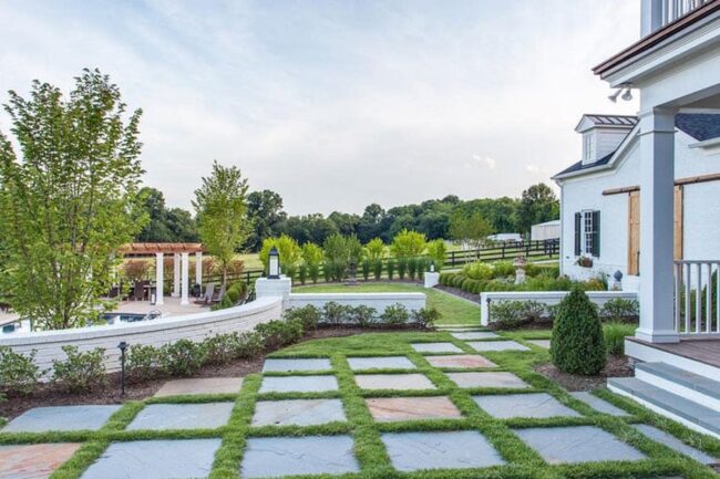 Slate Stones Dancing with Green Grass