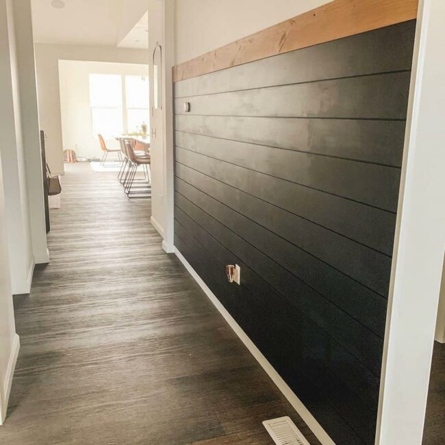 Black Shiplap Horizon Meets Wooden Warmth