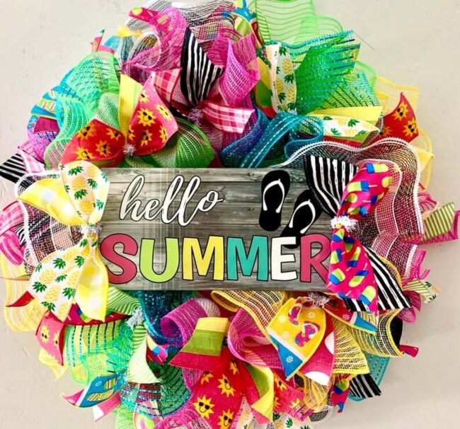 Sunshine Mesh Summer Welcome Wreath
