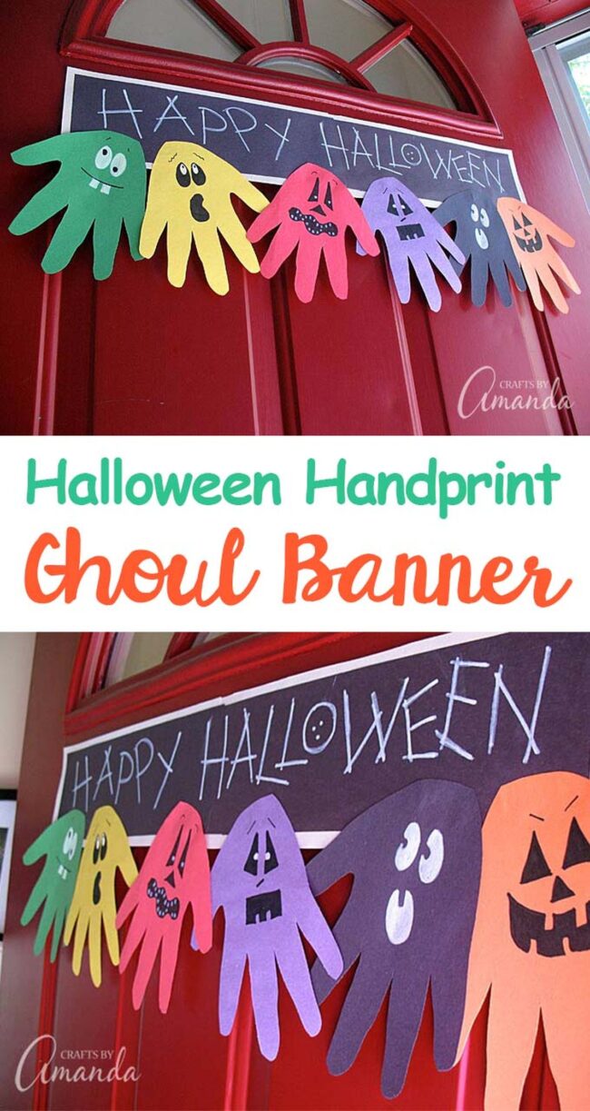 Haunting Handprints Monsters Halloween Banner