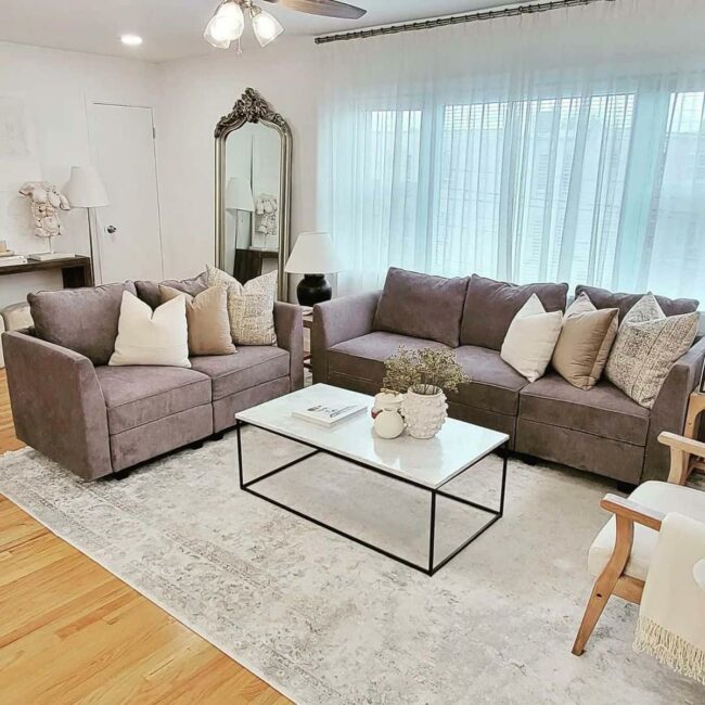 Purple Suede Sanctuary: Modern Marble Allure