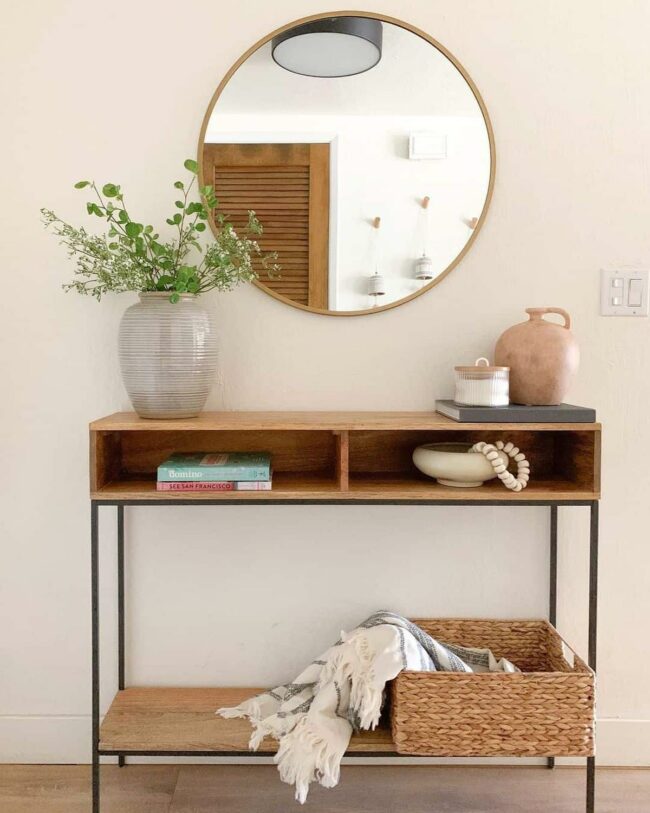 Brass Mirror Anchors Wooden Console