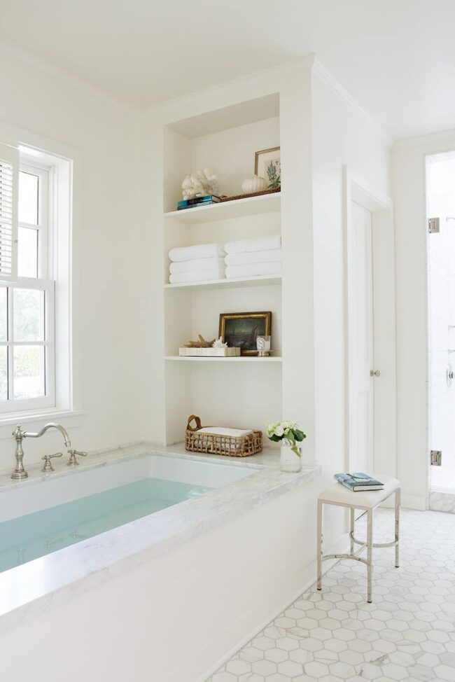 Floating White Bathroom Storage