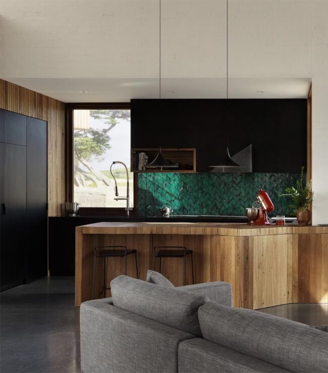 Herringbone Black Wood Kitchen