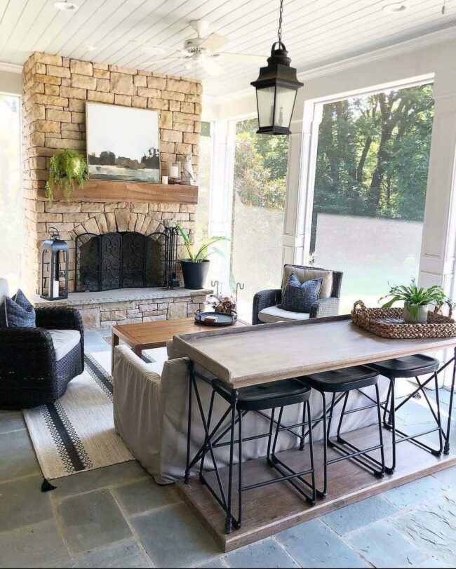 Black Stone Fireplace Outdoor Living Haven