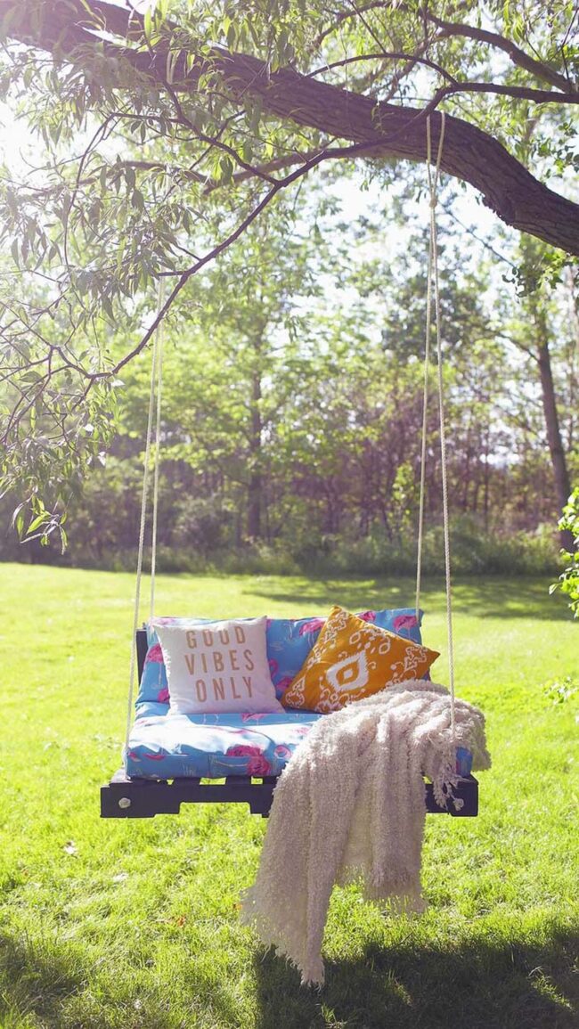 Sunlit Pallet Swing Sanctuary Outdoors