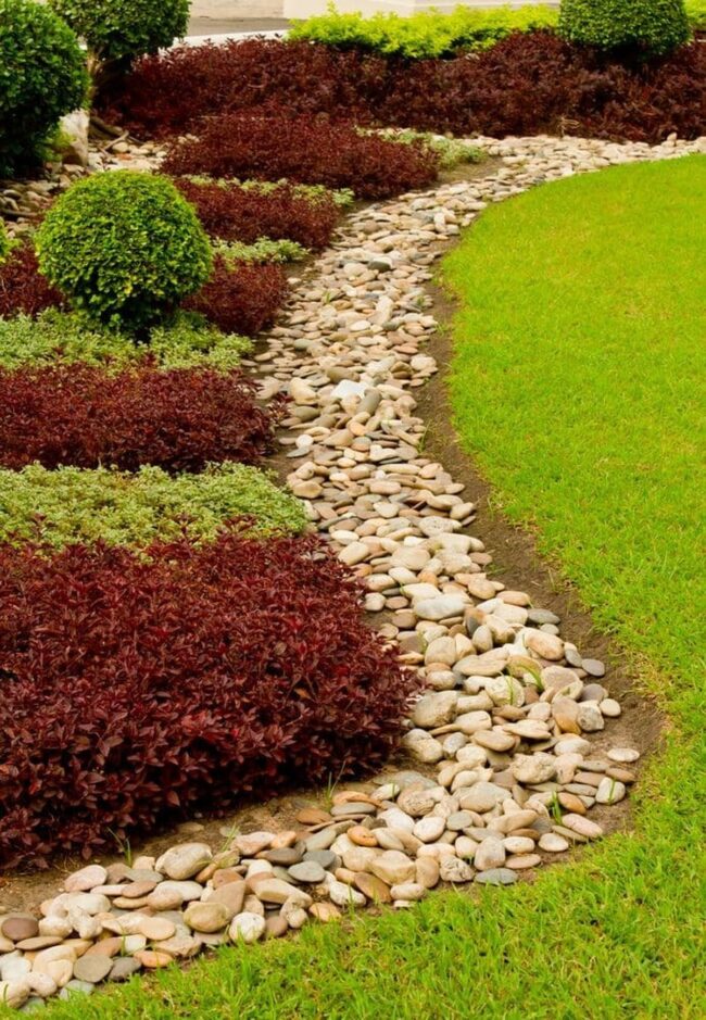 Stone Border Defines Garden Landscape