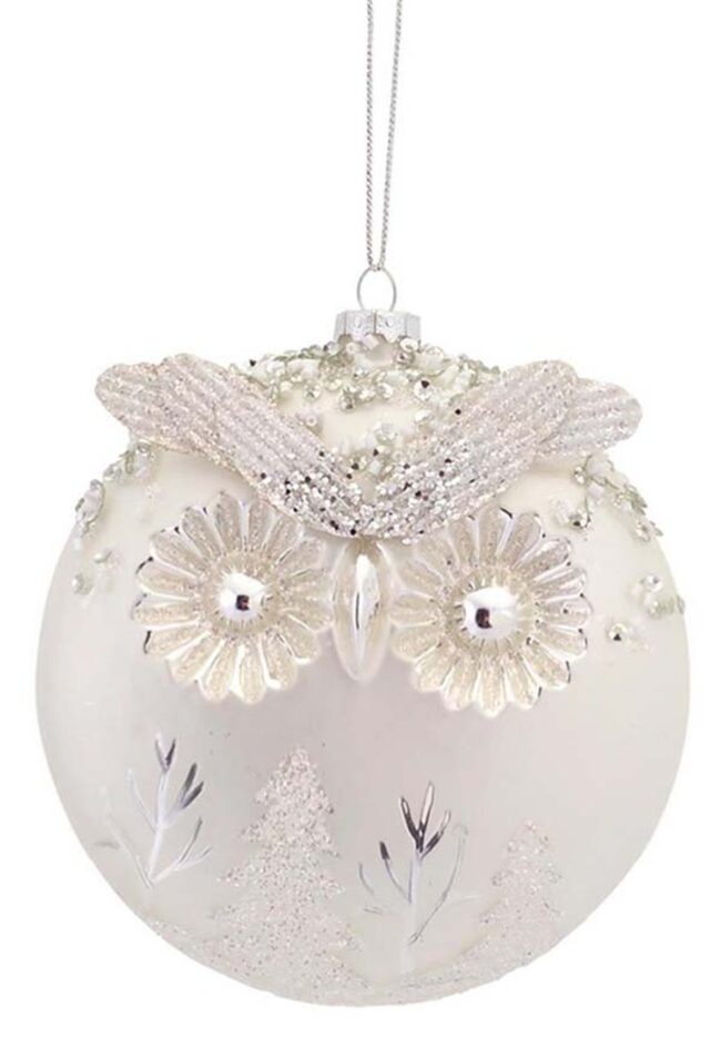 Midnight Silver Owl Ornaments Magic