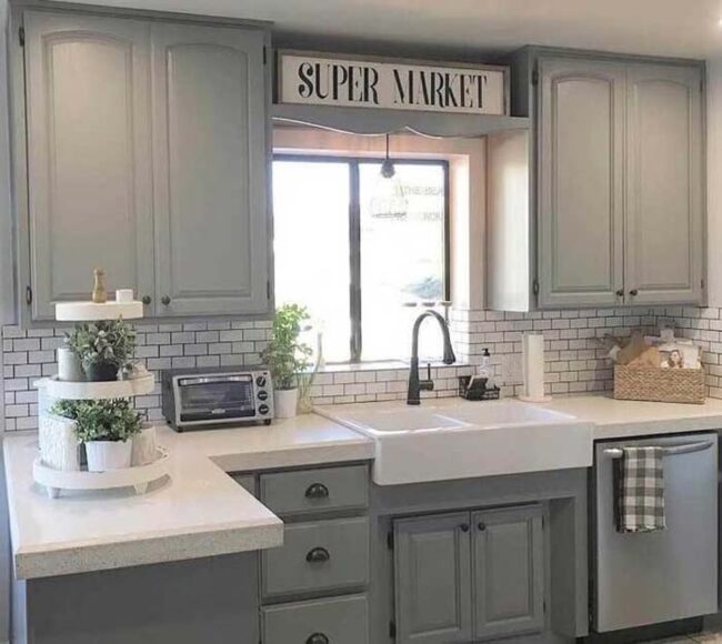 Pastel Grey Cottage Kitchen Charm