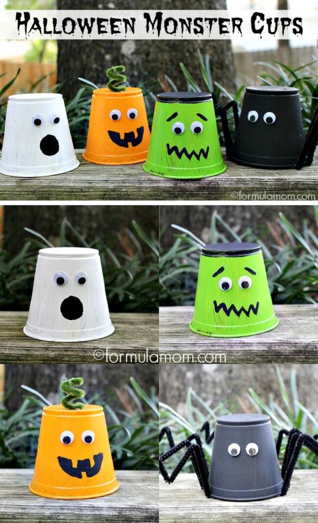 Spooky Monsters from Recycled Cups