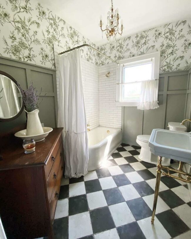 Vintage Dresser Transforms Bathroom Corner