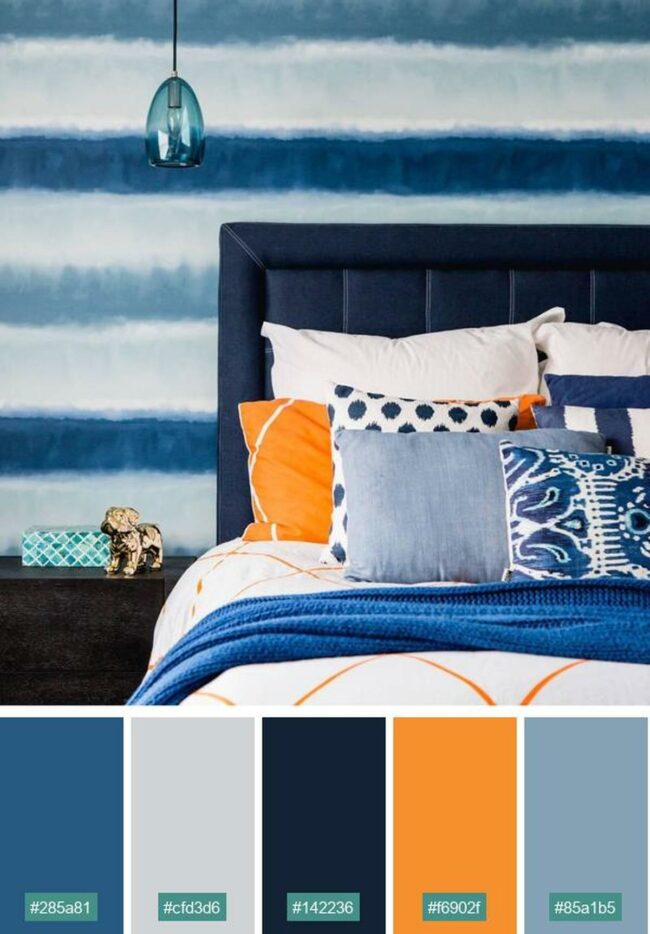 Blue Waves Dancing Bedroom Walls