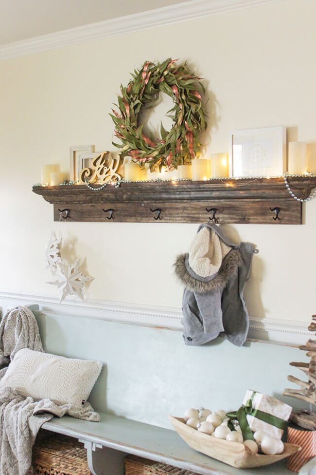 Rustic Wooden Wall Shelf Storage