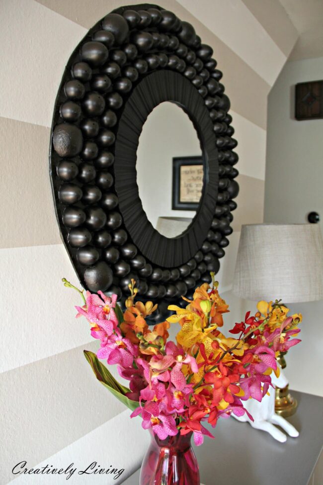 Sculptural Stone-Framed Mirror Accent