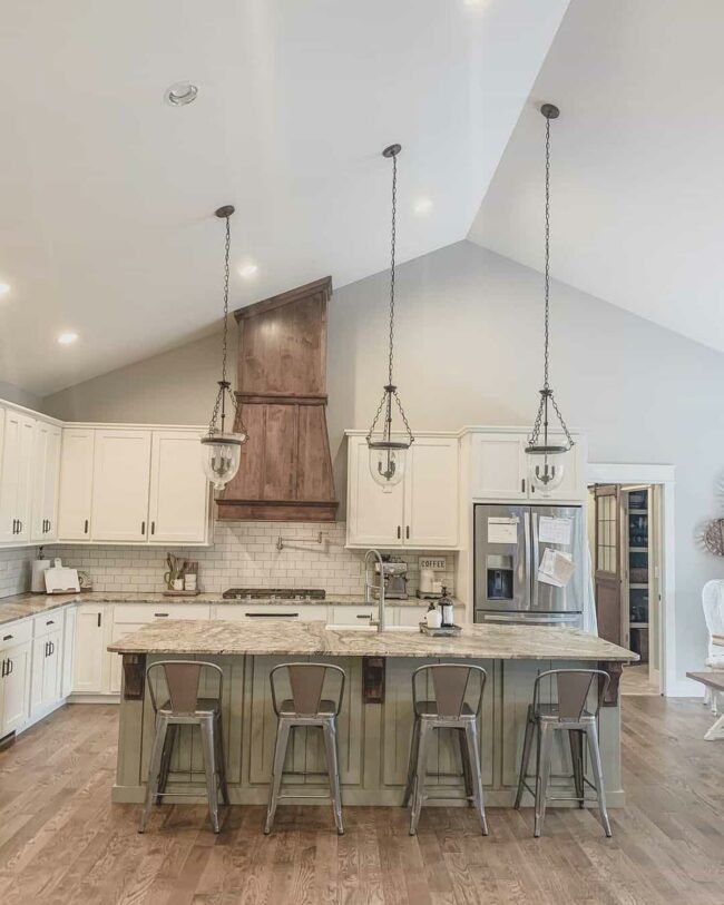 Metallic Pendants Illuminate Gray Island