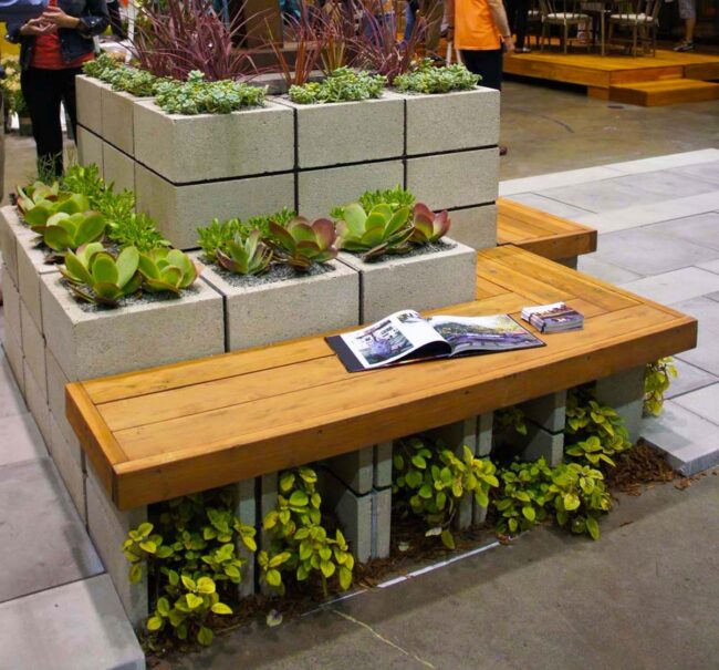 Green Concrete Succulent Bench Oasis