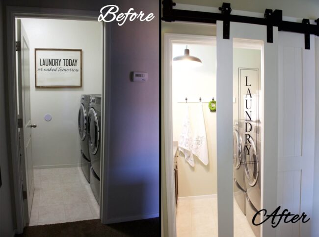 Transparent Glass Doors Illuminate Laundry