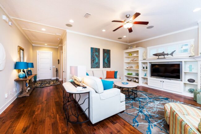 Sapphire Waves Nautical Floor Canvas