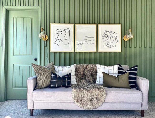 Gold-Framed Art Meets Wooden Panels