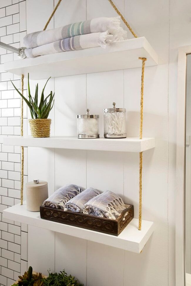 Metallic Floating Bathroom Shelves