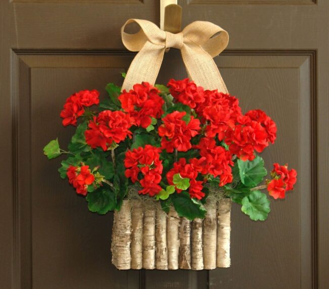 Rustic Red Geranium Wreath