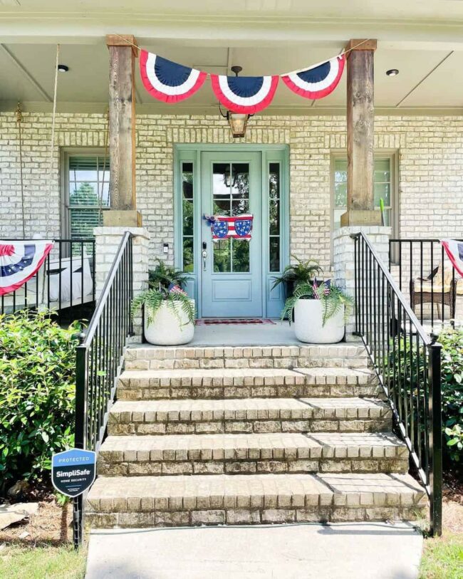 Teal Portal Nestled in Stone Pathway