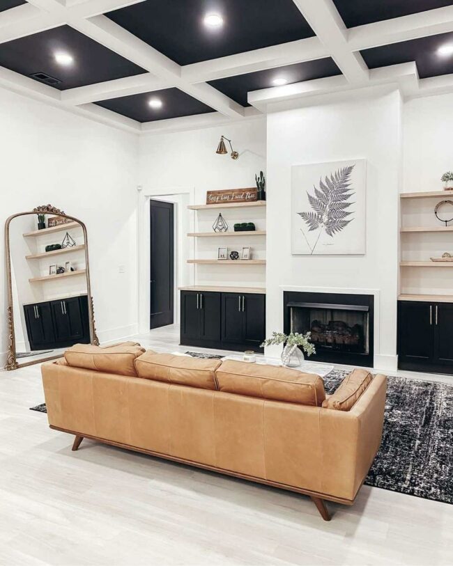 Black and White Tray Ceiling Symphony