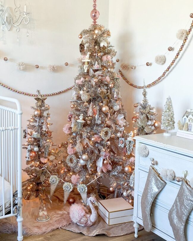 Metallic Silver Rose Gold Christmas