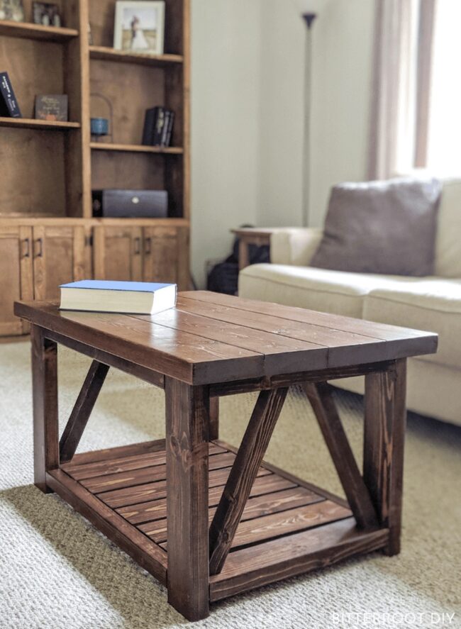 Rustic Wood Two-Tier Coffee Table