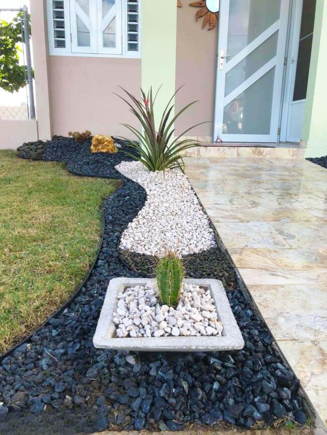 Black-White Pebble Garden Path