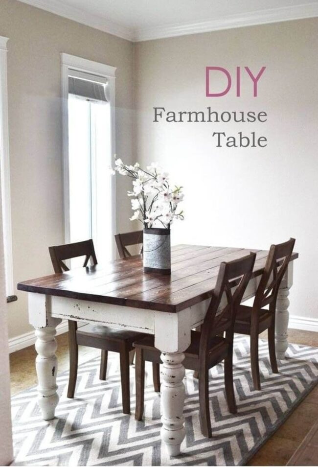 Weathered Oak Farmhouse Dining Table