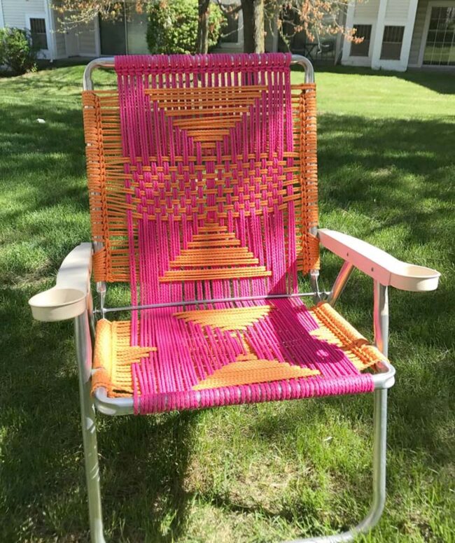 Colorful Macrame Threads Resurrect Vintage Chairs