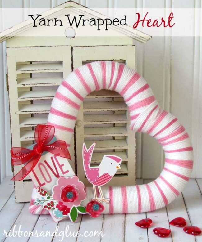 Pink Yarn Hearts Love Handmade Craft