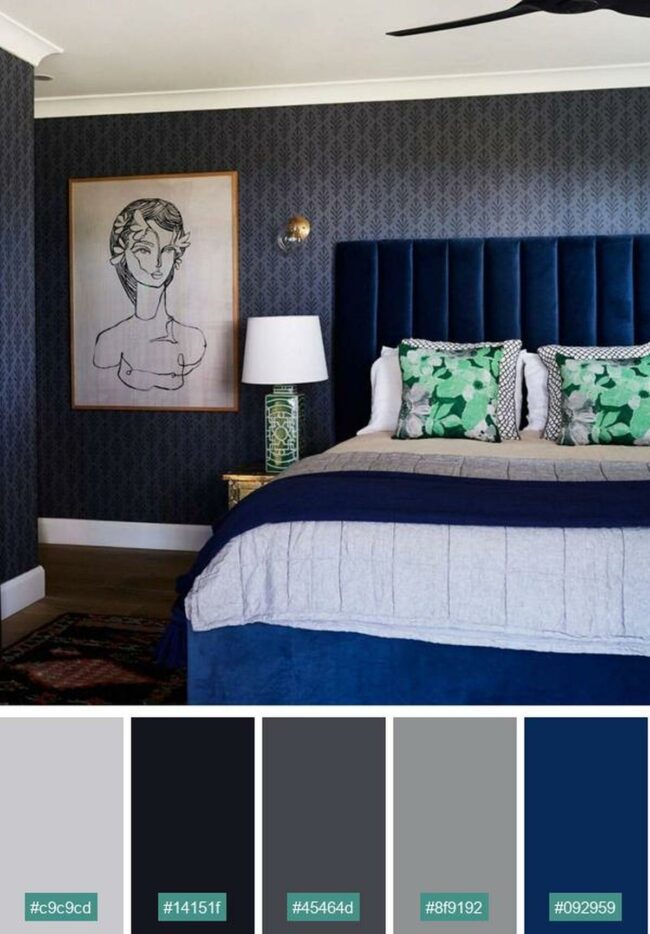 Blue Whispers on Bedroom Walls