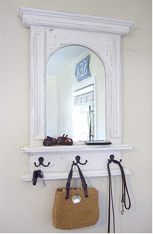 Weathered Wood Vintage Mirror Rack