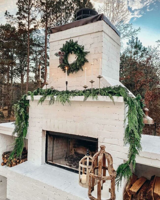 Winter Green Brass Fireplace Sanctuary