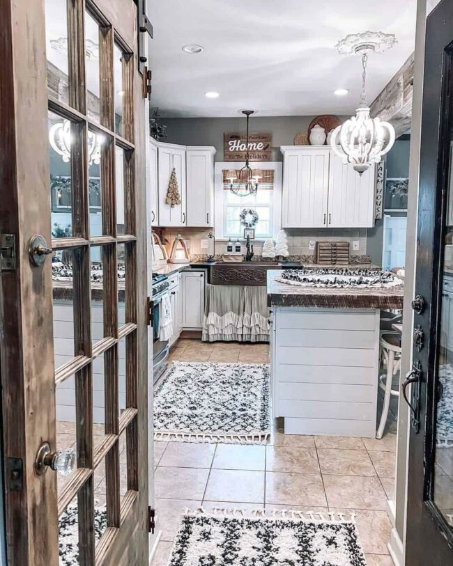 Wooden Shiplap Island Anchors Kitchen