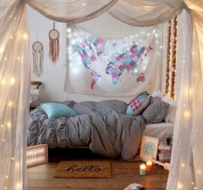 Boho Tapestry Illuminates Eclectic Sanctuary