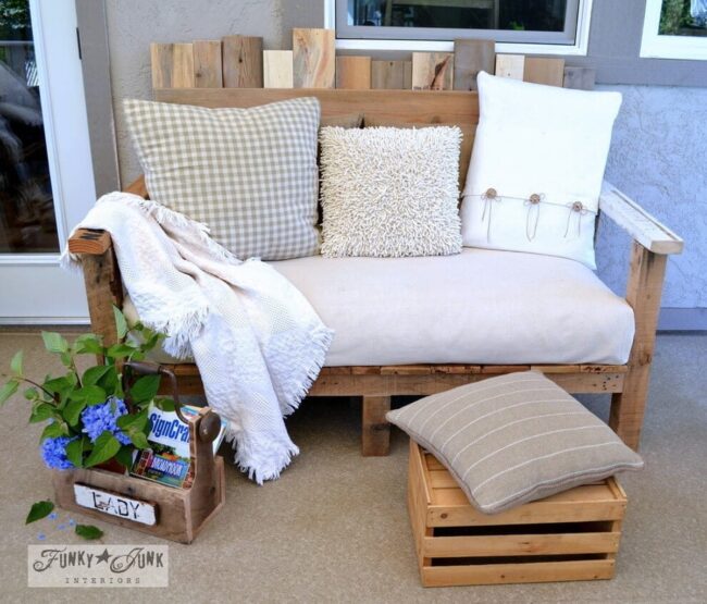 Rustic Cushioned Bench Sanctuary
