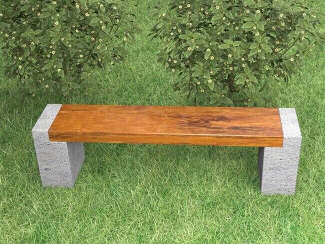 Concrete Legs Wooden Forest Bench