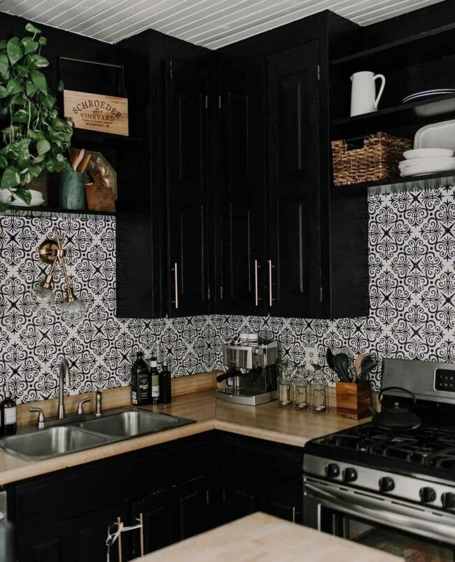 Black White Graphic Kitchen Splash