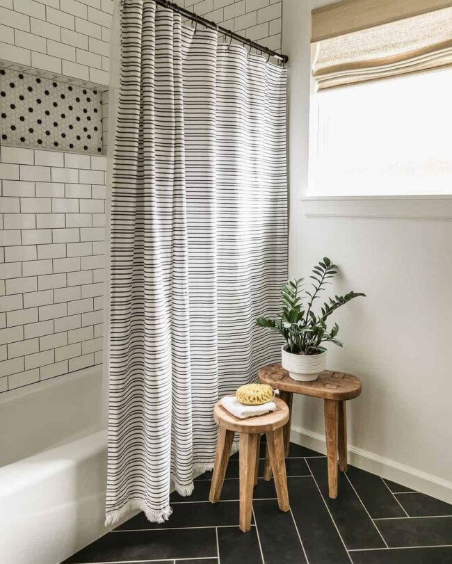 Monochrome Penny Tile Shower Sanctuary