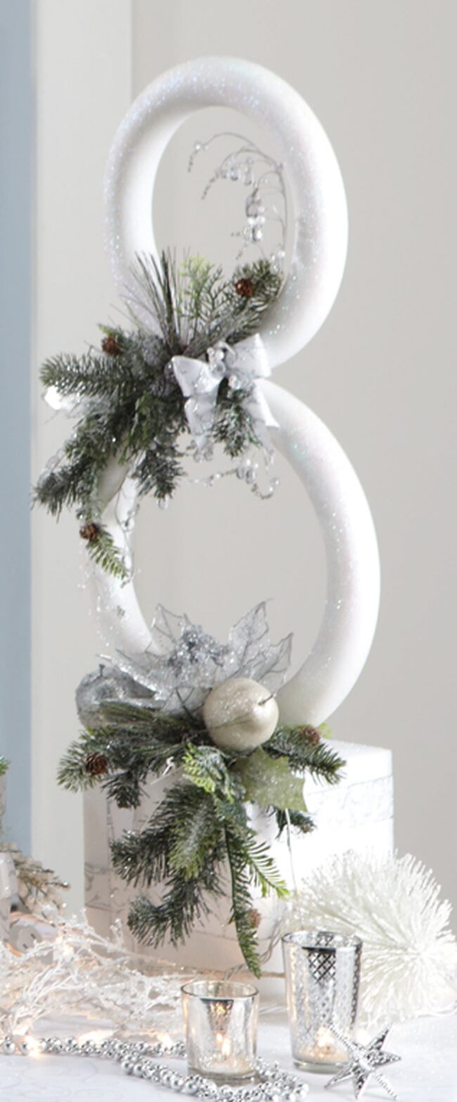 Frosty White Winter Snowman Centerpiece