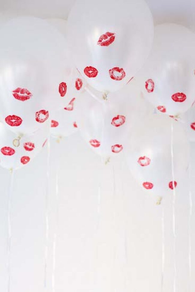 Red Kisses Floating White Balloon Love