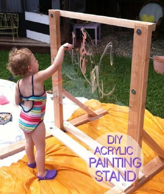 Transparent Wood Kids Art Stand