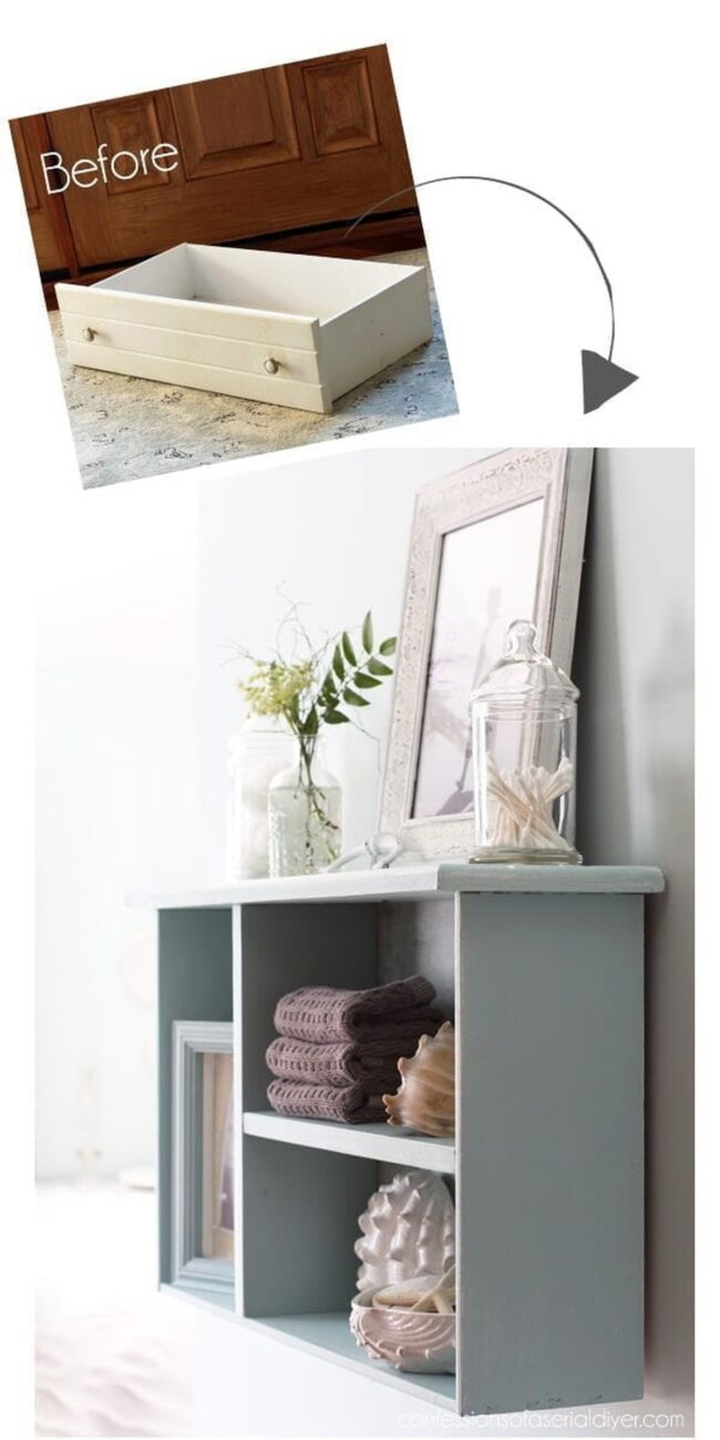 Weathered Wood Vintage Display Shelf