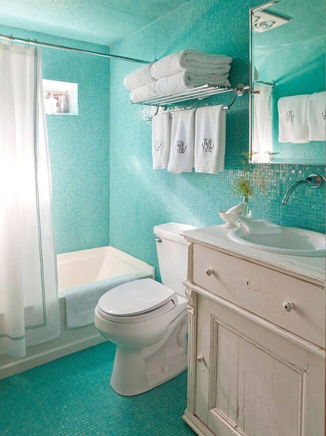 Aquatic Blue Mosaic Bathroom Sanctuary